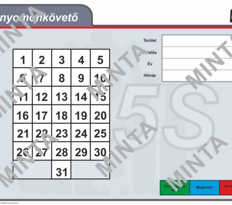 Írható- törölhető mágneses lap - 5S nyomonkövetés