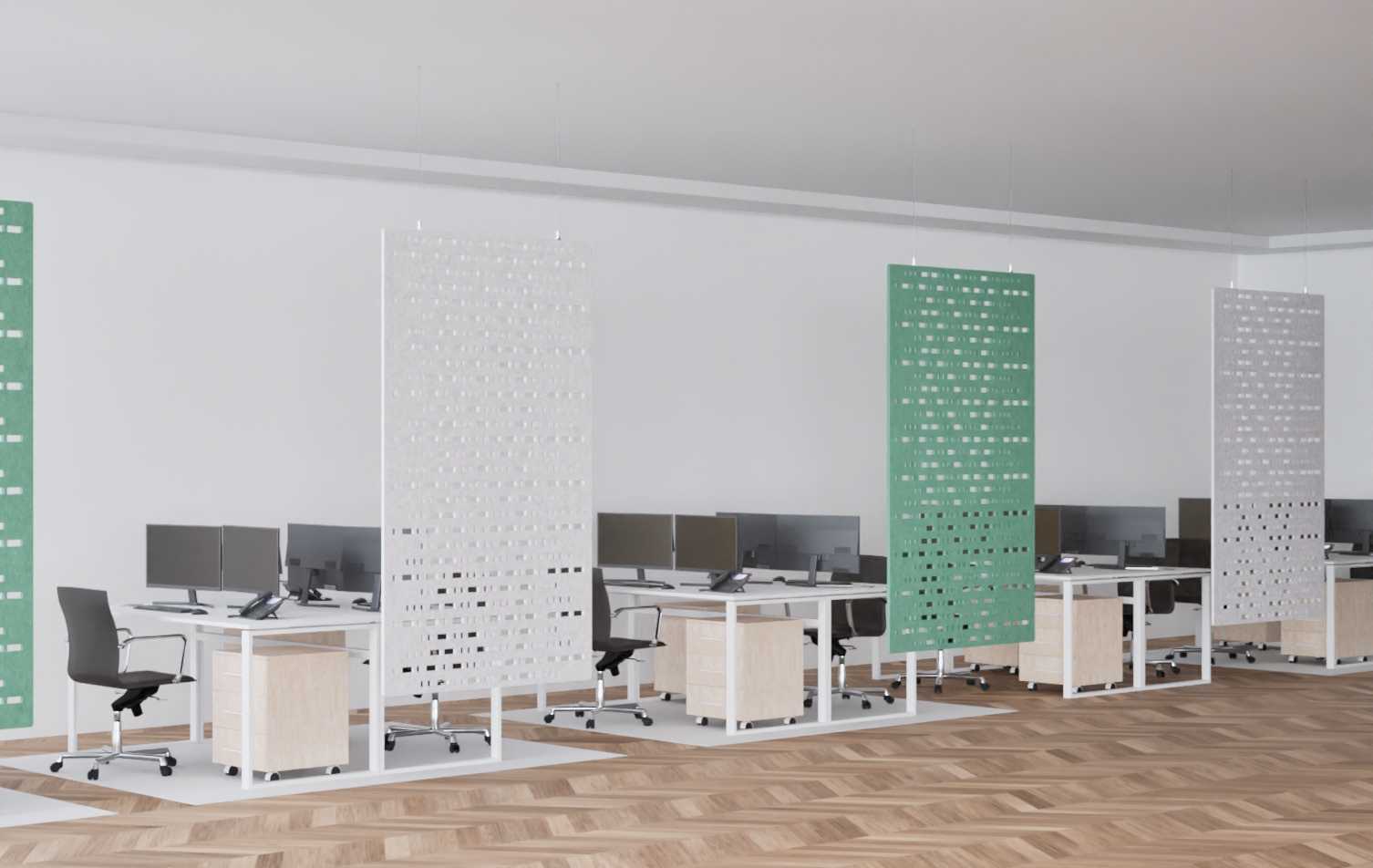 Felfüggeszthető akusztikus térelválasztó panel Felfüggeszthető akusztikus térelválasztó panel